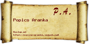 Popics Aranka névjegykártya